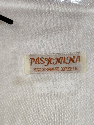 Sciarpa Pashmina bianca/crema 80% cashmere 30% seta nuova - Foto 2 di 3