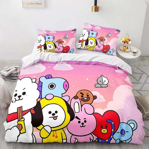 Cartoon BT21 Bettwäscheset Wurfdecke Bettbezug Bettwäschesets - Bild 9 von 17