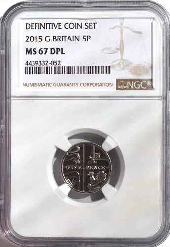 2015 5p Five Pence NGC MS67 DPL Great Britain Coin UK Shield