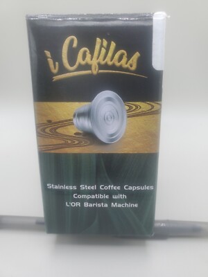 i Cafilas Stainless Steel Refillable Coffee Pods W/Tamper Spoon & Brush