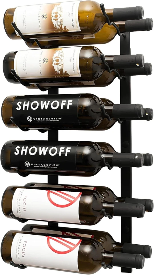 W Series Wine Rack 2 - Doble Profundidad, Metal Montado en la Pared Estante para Vinos - Moderno, E... Foto 2 de 4