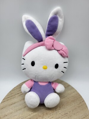 TY Sanrio Hello Kitty Rabbit Ears Plush 9'' Easter Bunny Animal Purple 2013
