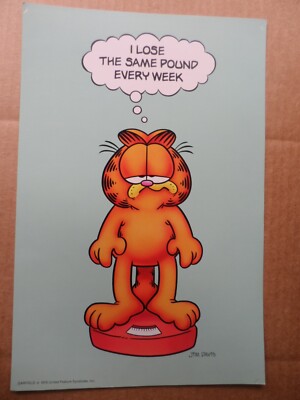 Vintage 1978 Garfield Poster Jim Davis Argus I LOSE THE SAME POUND