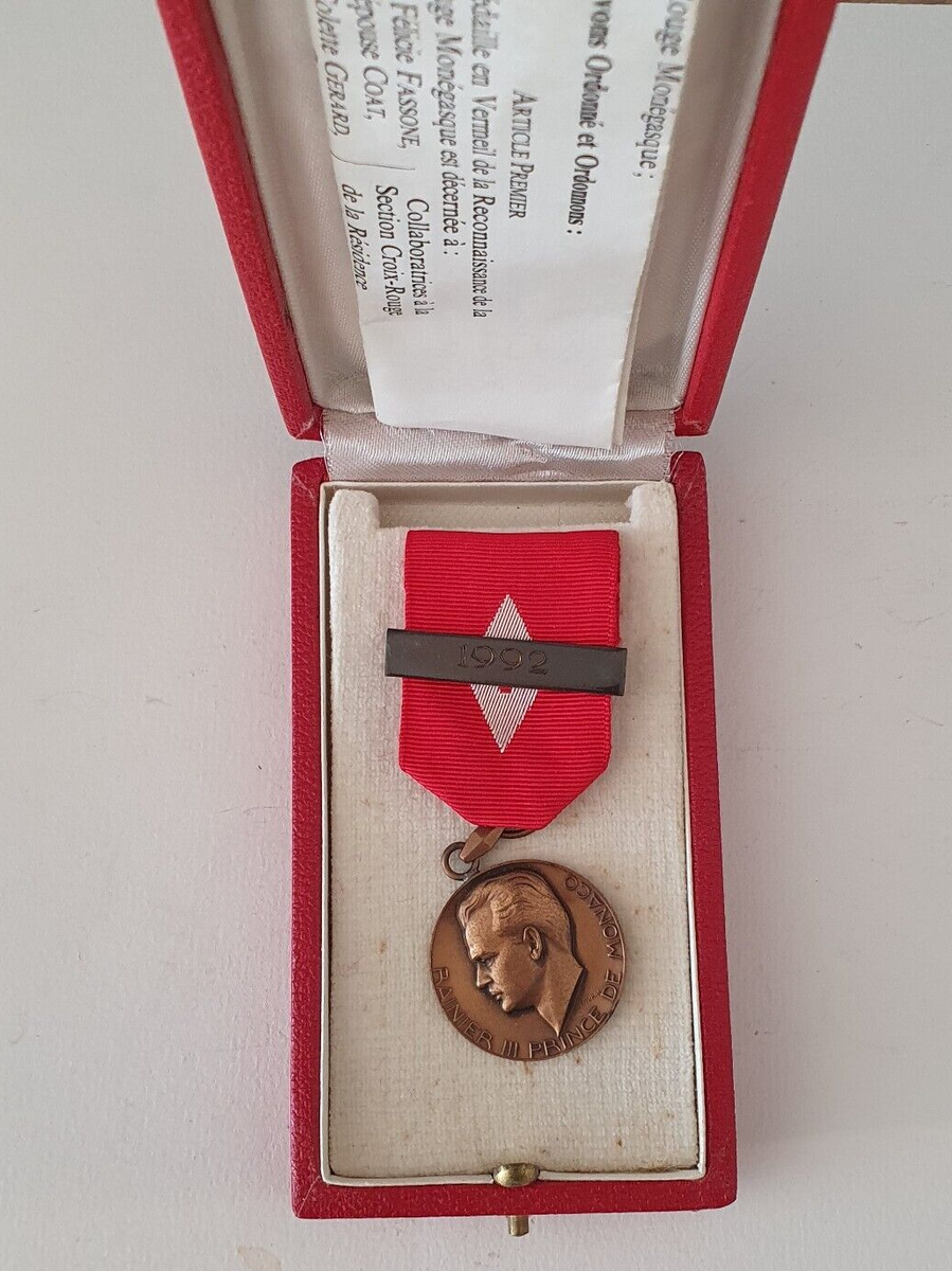 Monaco: Médaille de la croix rouge, classe bronze, barrette 1992