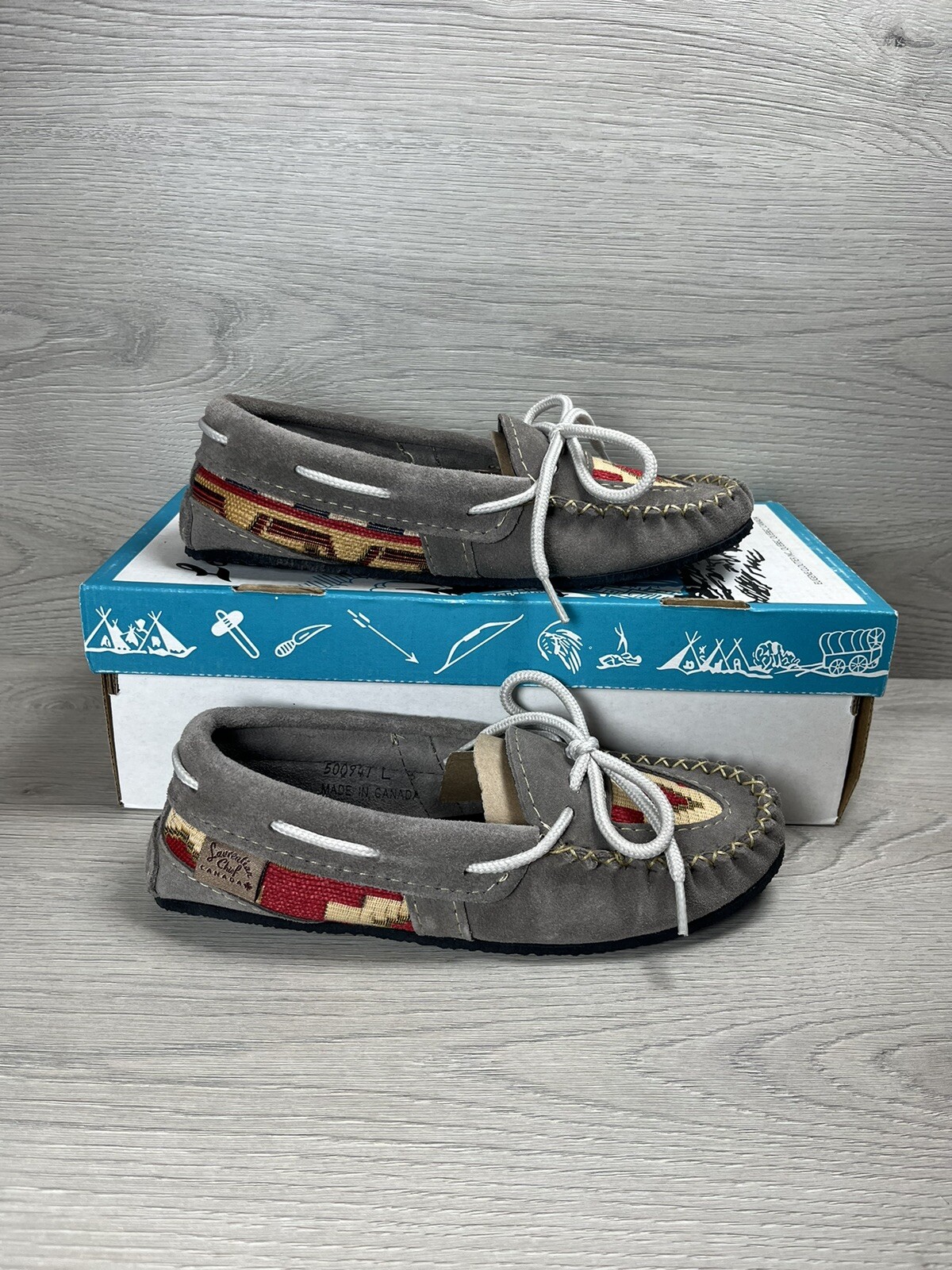 SAOLA Mocassini Laurentian Chief suola e top applicati suola nera crepex taglia UK 4