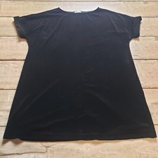 ECOTE Dress Womens Medium Black Velvet Short Sleeve Shift Mini Dark Romantic EUC