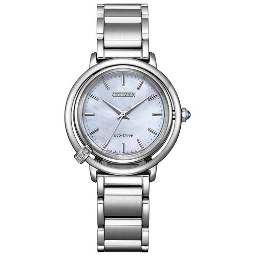 CITIZEN watch eco drive waterproof black with replacement strap diamond white pe