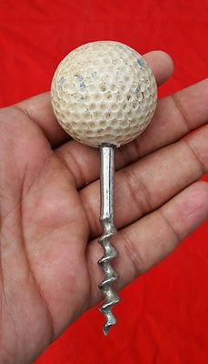 Vintage Altes Original Selten Handgefertigter Golf BALL Griff Kork Zieher Öffner