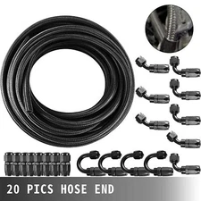 10AN Fuel Line 33FT Nylon Stainless Steel Braided Fuel Hose 20pcs Adapter Hose