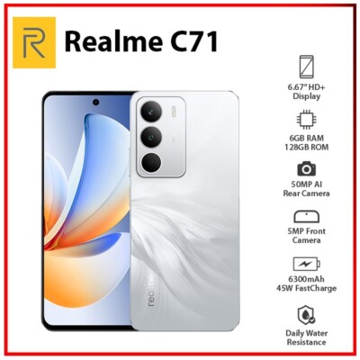 NEW Realme C71 6GB+128GB WHITE Dual SIM Unlocked Global Ver Android Mobile Phone