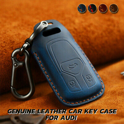 Leather Car Key Case Fob Cover Shell Holder For Audi New A4 B9 A5 Q5 Q7 TT 16-17