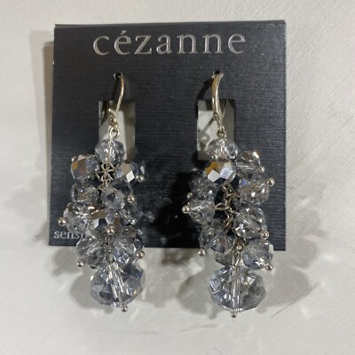 NWT WOMEN CEZANNE SENSITIVE SKIN DANGLE/DROP EARRINGS-SILVER/CRYSTAL