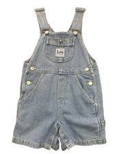 Vintage Authentic Lee Jeans Blue Overall Shorts Size 4T Denim
