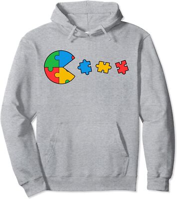 Autism Awareness Puzzles Funny Cool Pac Mam Unisex Hooded Sweatshirt