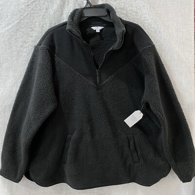 Fleece Jacke1/4 Zip Women's XXXL 22 Black 1/4 Zip Pullover Terra & Sky
