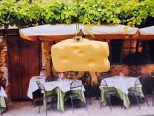 New glittered  swiss cheese wedge food Glass Christmas Ornament