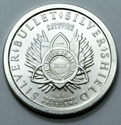 2013 1 OZ 999 SILVER SHIELD SIC SEMPER TYRANNIS STANDING GIRL