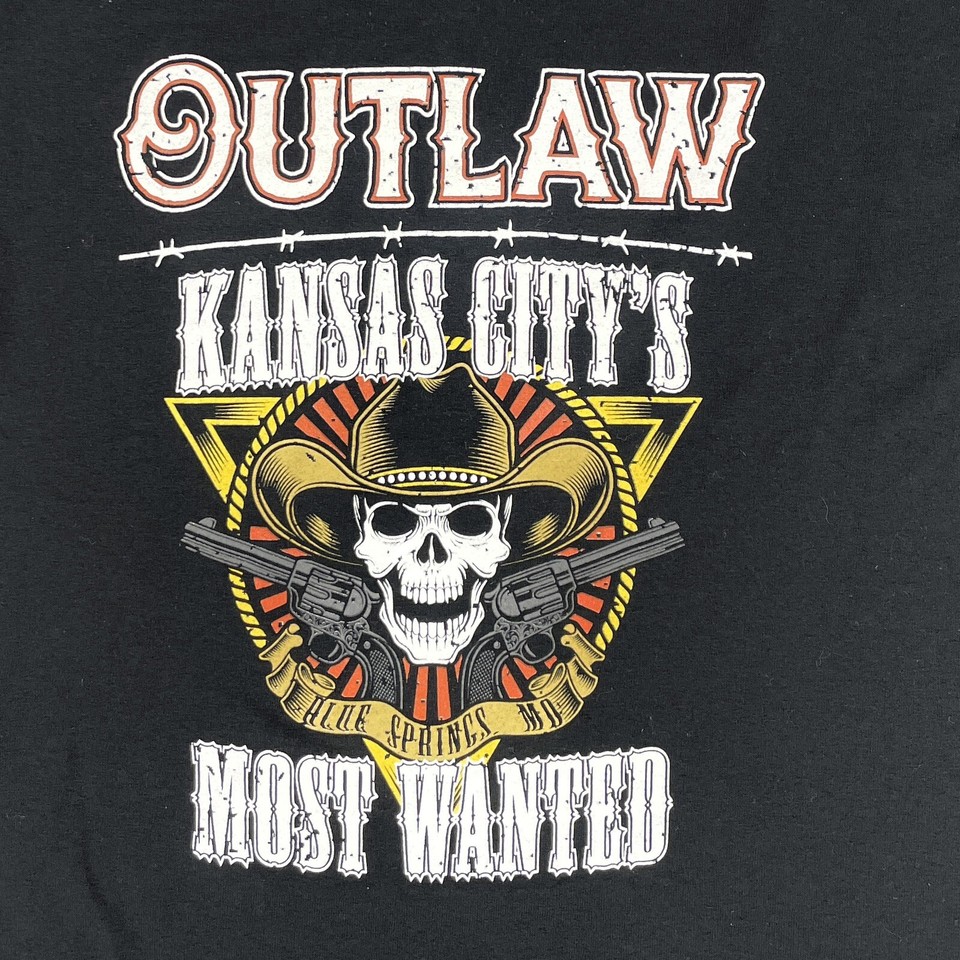 Outlaw Biker Most Wanted Mens 2XL Shirt Kansas City Missouri Freedom