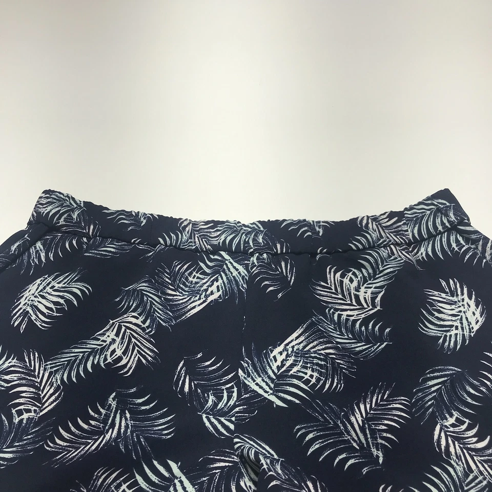 Maison Jules 短裤女式大号蓝叶印花热带波西米亚荷叶边下摆 — 第 3/4 张图片