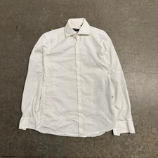 Hugo Boss Mens White Slim Fit Stretch Long Sleeve Button Down Dress Shirt 38 15