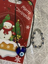 Evil Eye Necklace Protection Nazar Goodluck Choker and Evil Eye Bracelet Set