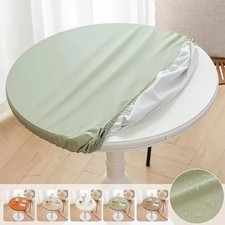 Oil Proof Round Table Cover PU Leather Elastic Table Cover  Outdoor Picnic