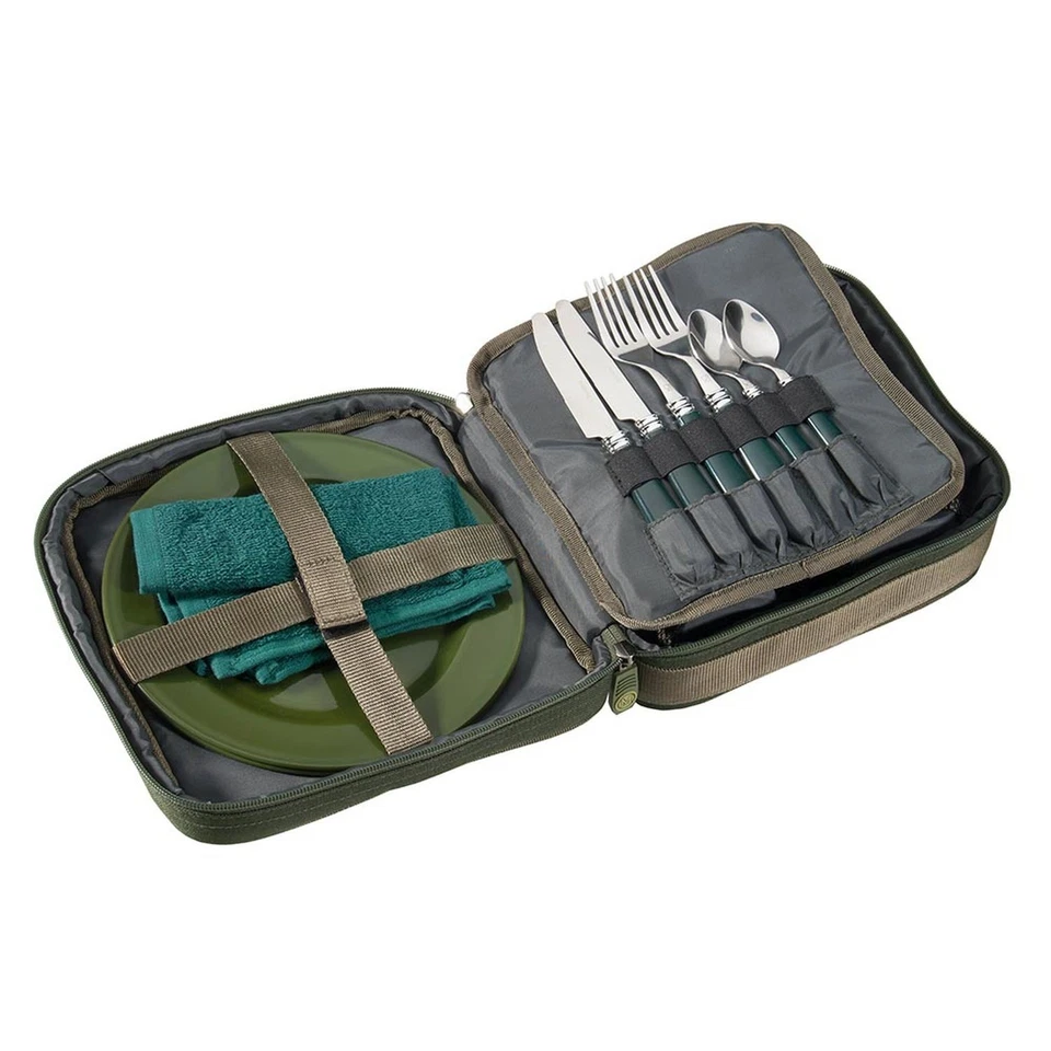 Angel Besteck Set Camping Geschirr in Tasche Picknick Essbesteck Outdoor Foodbag - Bild 3 von 4