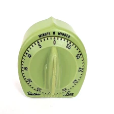 VTG Kitchen Timer Robert Shaw Lux Minute Minder Avocado Green Atomic Rocket MCM