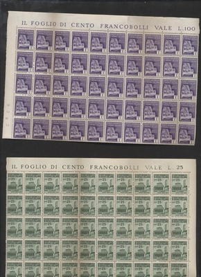 #ad #ad ITALIAN SOCIAL REPUBLIC WHOLESALE LOT of 100 Each of 2 Mint NH Stamps $4.99
