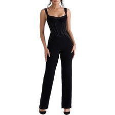 House of CB Mylene Corset Straight Leg Black Cocktail Formal Jumpsuit S