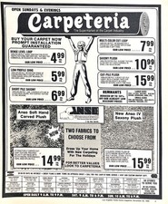Carpeteria Nylon Plush Saxony Cut Loop Los Angeles CA Pricing Magazine Print Ad