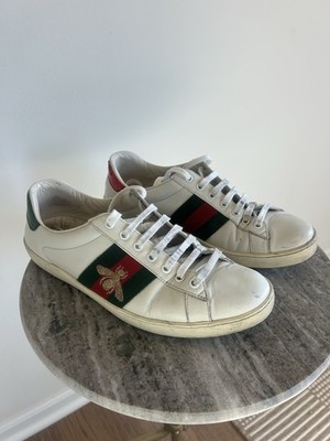 Authentic Mens Gucci Bumble Bee Sneakers Shoes Size 7.5 429446 Red Green Leather