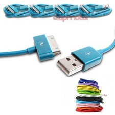 4X 3FT 30-PIN USB SYNC DATA POWER CHARGER AQUA BLUE CABLE IPHONE IPOD TOUCH IPAD