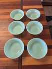 6 Vintage Fire King JADEITE Green Jane Ray fruit dessert bowls 4-7/8” No Chips!