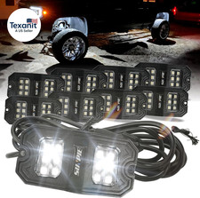 8 Pods White Rock Lights   Quick Connect, 18 Wide-Angle Chips, 4M Extension Wire