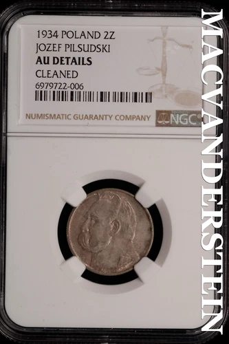 Poland: 1934 Jozef Pilsudski 2Z - NGC AU Details - Scarce  No Reserve  #SLi795