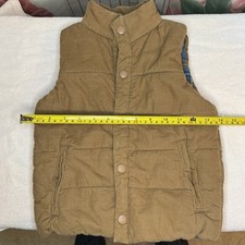 Tommy Bahama Boys Tan Corduroy Puffer Vest Plaid Lined Brown Size XS 4