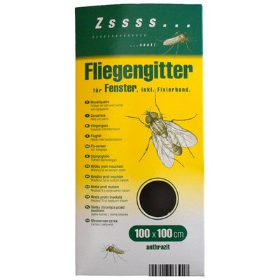Windhager Fliegengitter 100x100 cm anthrazit zuschneidbar ohne Bohren 03391