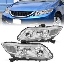 For 2012-2015 Honda Civic Sedan 12-13 Coupe Chrome Clear Headlights Assembly