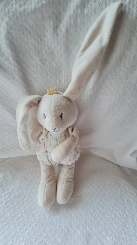 Peluche Anna Pili Lapin Princesse Beige Couronne Jaune 25 cm Noukies ETAT NEUF - Photo 1/1