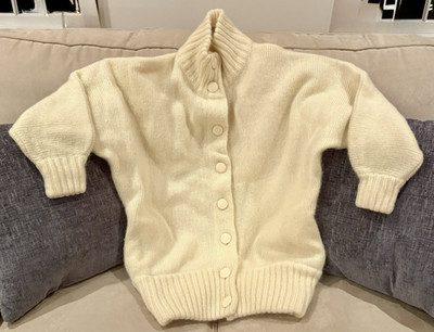 Vintage I.B. Diffusion Ivory Wool/Mohair Blend Jacket Style Cardigan Chunky