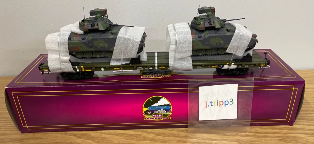 Wagon Plat US Army Avec Niveleuse – MTH échelle O – 3 Rails – Occasion