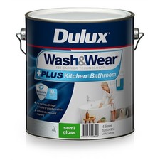 Dulux 4L Interior Paint Wash&Wear +PLUS Kitchen & Bathroom Semi Gloss Vivid