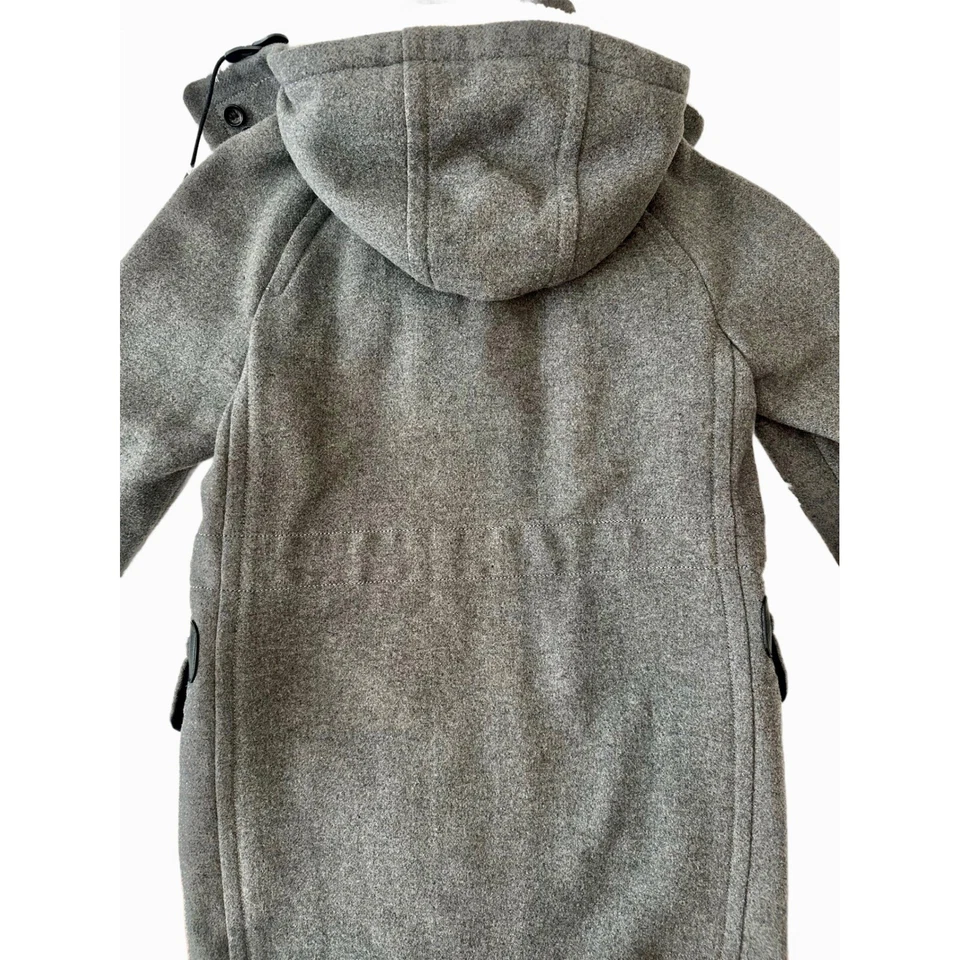 Abrigo Coach Mezcla Lana Con Capucha Botón Palanca Delantero Gris Chaqueta de Invierno Talla Pequeña Foto 2 de 4