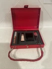 Vintage Lancôme Red Makeup Set Bag Brushes Gloss Palette  Cosmetics Read