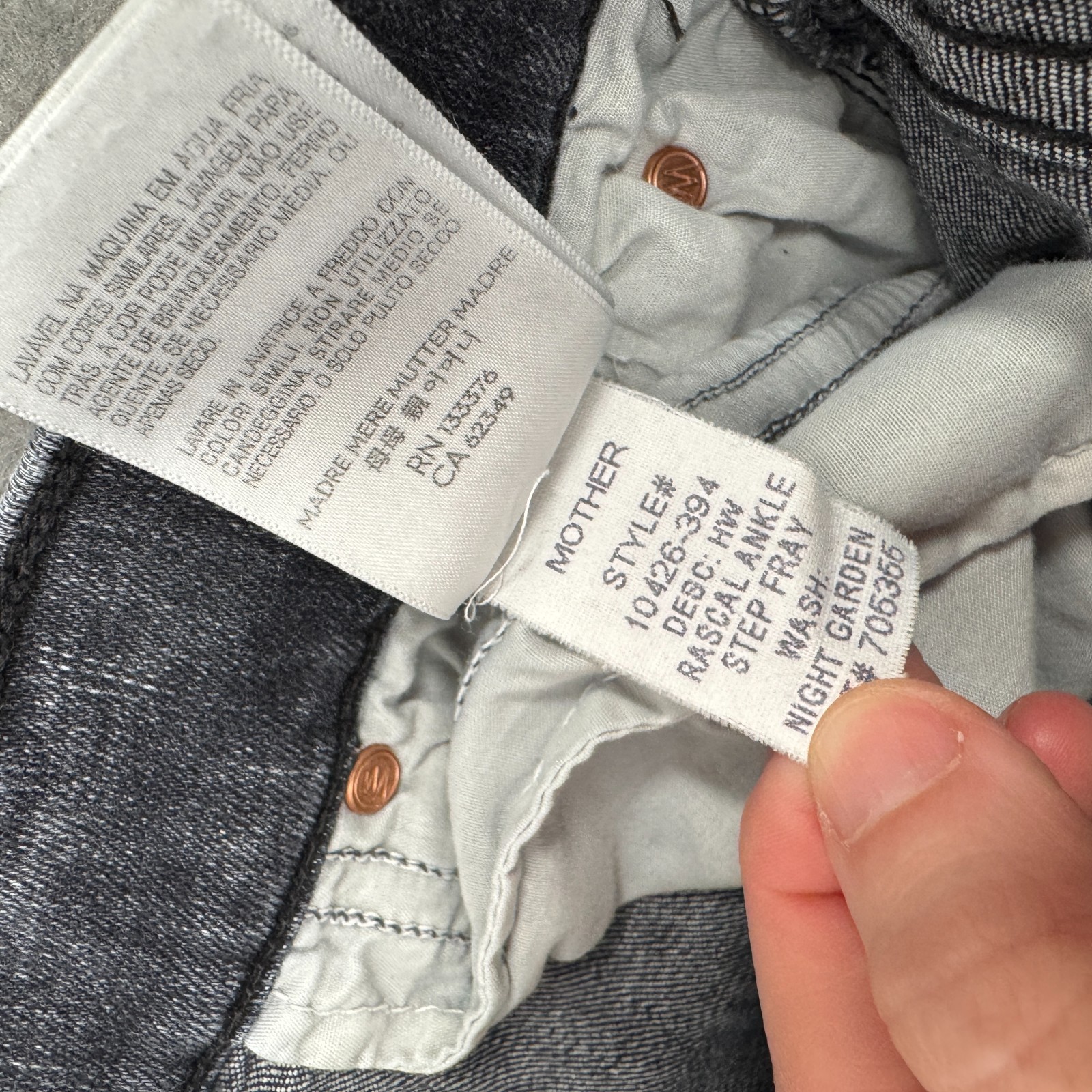 Mother The Rascal Ankle Undone Step Fray Jeans Womens Size 27 Night Garden Black