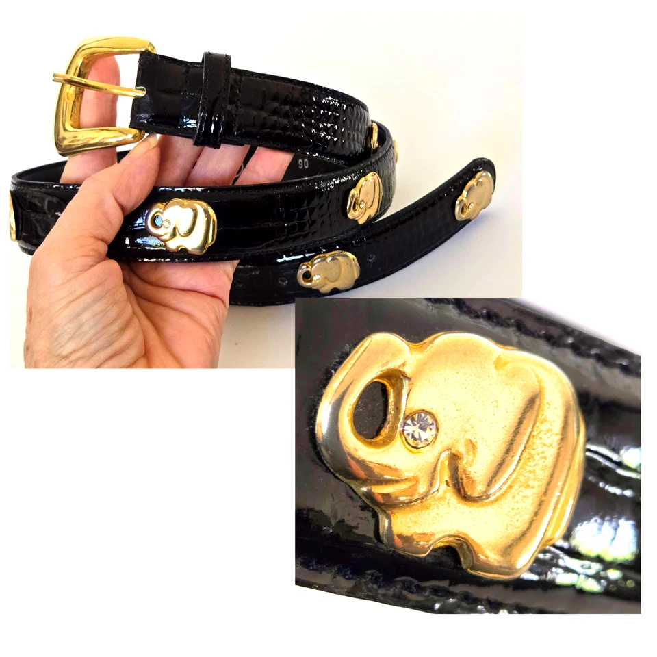 De Colección Cinturón de Cuero Alemán Latón Elefante Hebilla Cocodrilo Repujado Safari Boho M 34-36 Foto 4 de 4