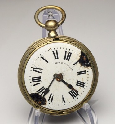 LARGE ! UNION HORLOGERE SWISS MADE OLD MECHANICAL POCKET WATCH