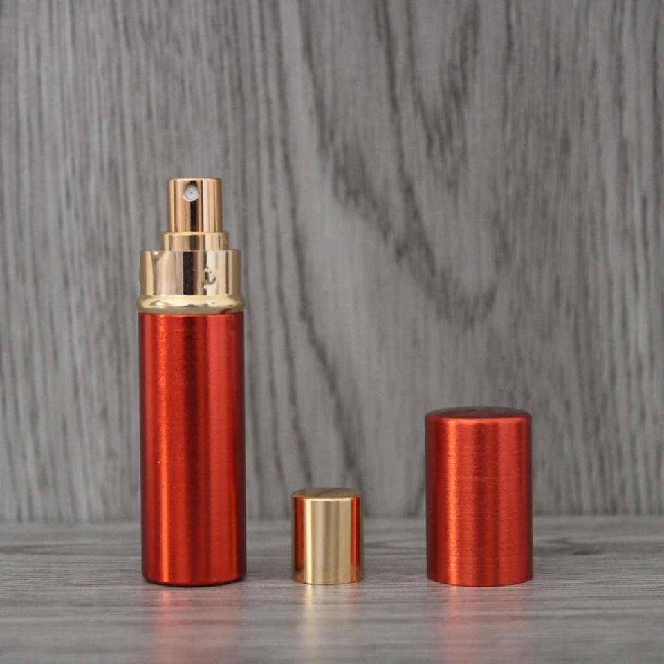 8 cm, Vaporisateur rechargeable dans son étui rouge anodisé, vaporisateur de par - Photo 3/4