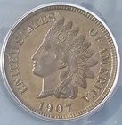1907 Indian Head Cent - ANACS MS60 BN - Beautiful Coin!